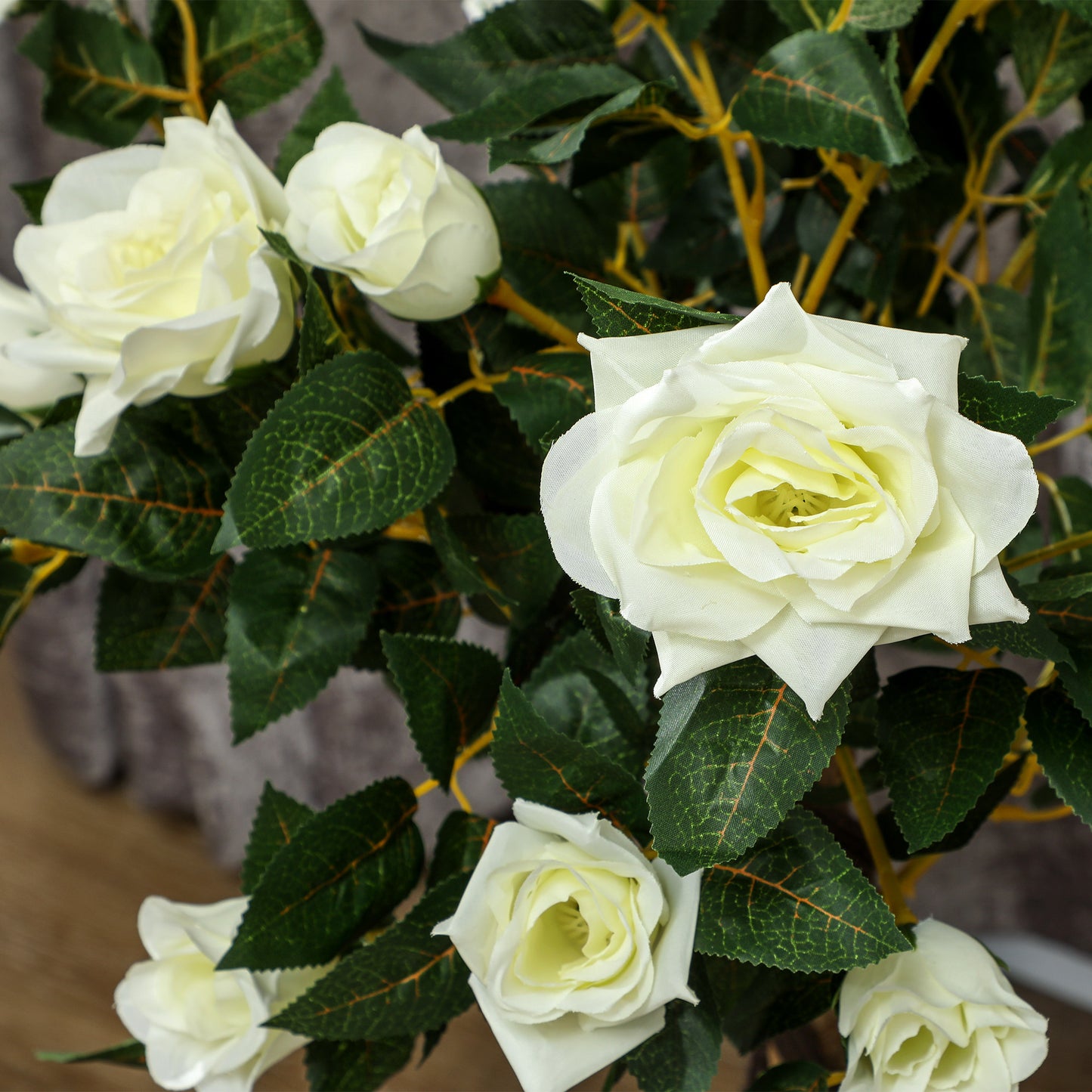 Bavi Bare Pair Of Artificial Rose Style Trees In White Finish