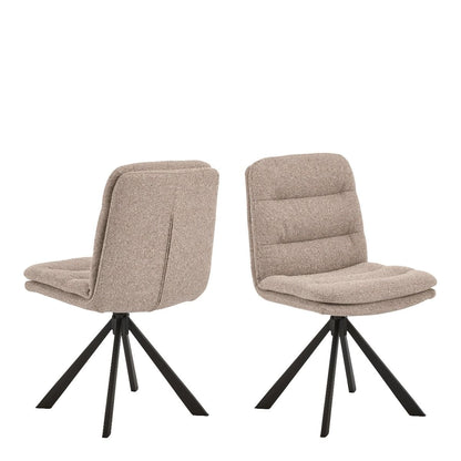 Set of 2 Havdrup Beige Faux Leather Swivel Dining Chairs