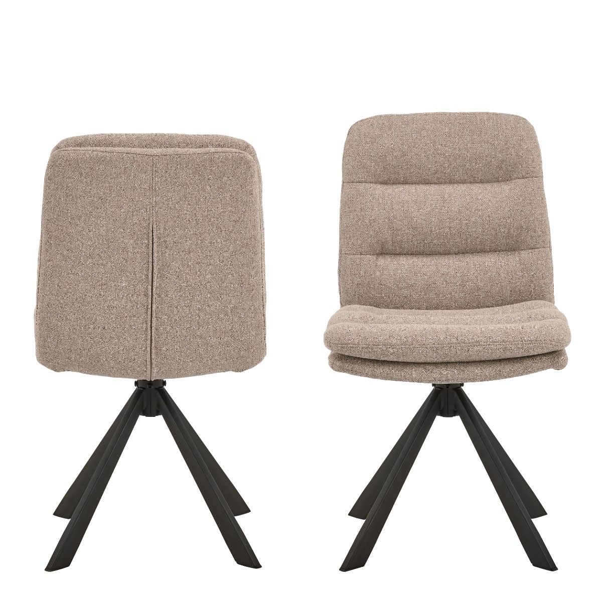 Set of 2 Havdrup Beige Faux Leather Swivel Dining Chairs