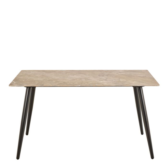 Belfast Grey Ceramic Dining Table with 4 Upholstered Cream Chairs
