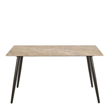 Belfast Grey Ceramic Dining Table with 4 Upholstered Cream Chairs