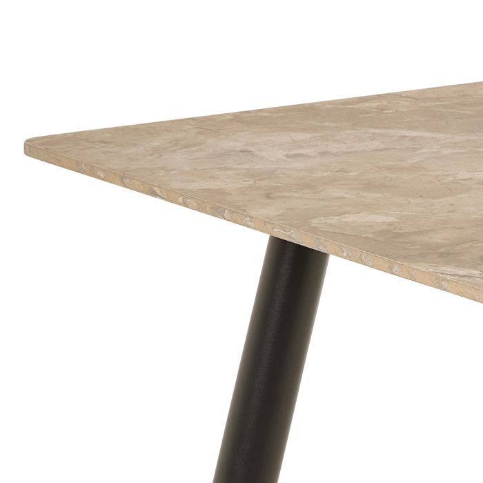 Belfast Grey Ceramic Dining Table with 4 Upholstered Cream Chairs