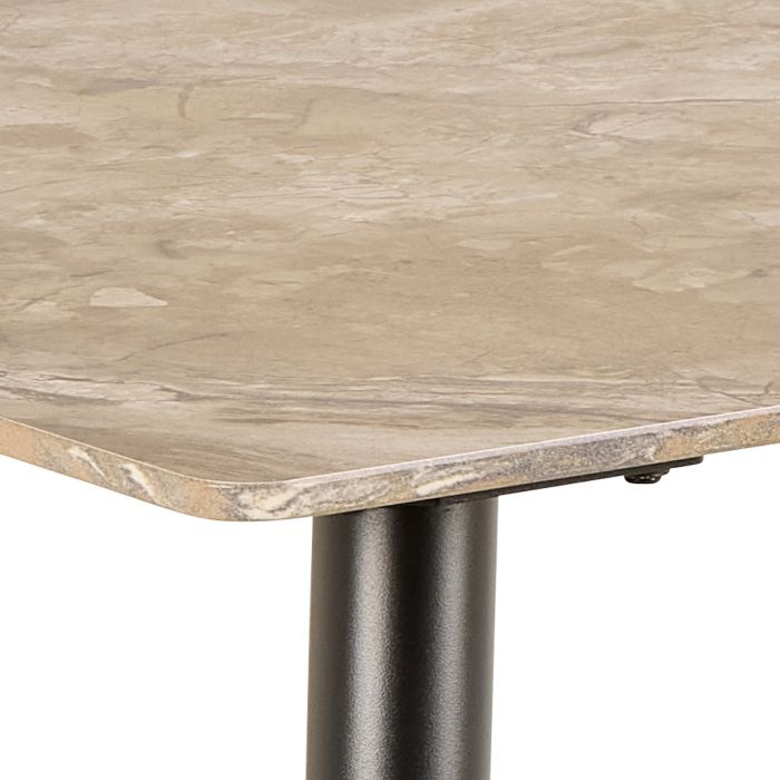 Belfast Grey Ceramic Dining Table with 4 Upholstered Cream Chairs