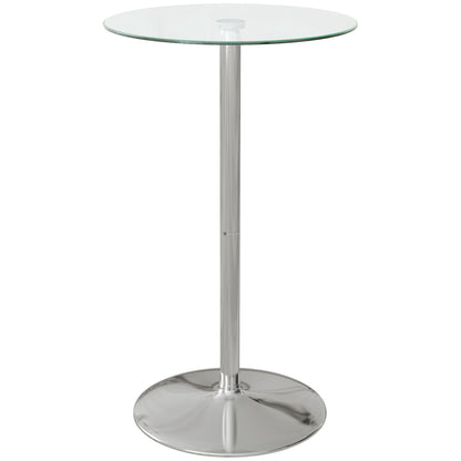 Lorapa Metal And Glass Clear High Top Bistro Table For 2 With Steel Base