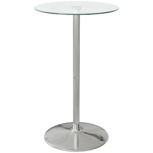 Lorapa Metal And Glass Clear High Top Bistro Table For 2 With Steel Base