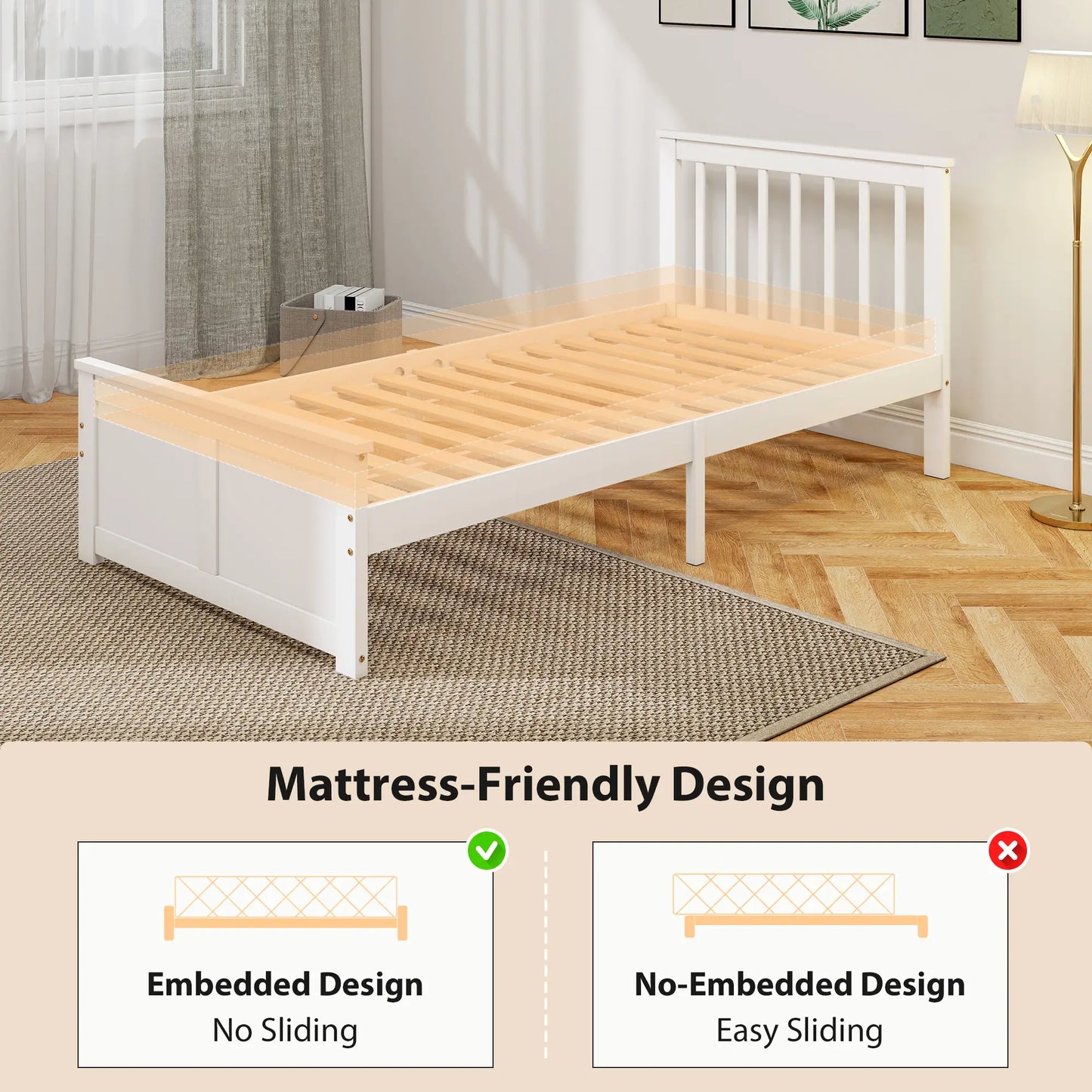 Sutton White Wooden Single Bed Frame 2 Integrated Storage Drawers