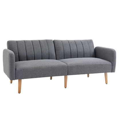 Nile Linen Grey 3 Seater Click Clack Sofa Bed With Adjustable Split Backrest