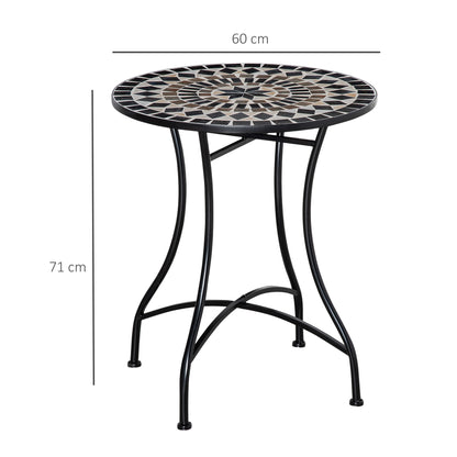 Pamone Metal Black Round Mosaic Outdoor Patio Bistro Table
