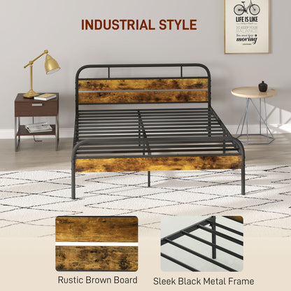 Vizi 5FT Industrial Metal King Bed Frame Black and Brown