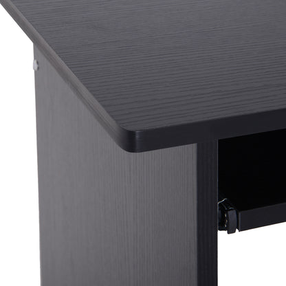 Moke 80cm Wooden Black Compact Corner Desk With Keyboard Tray And Storage Shelves