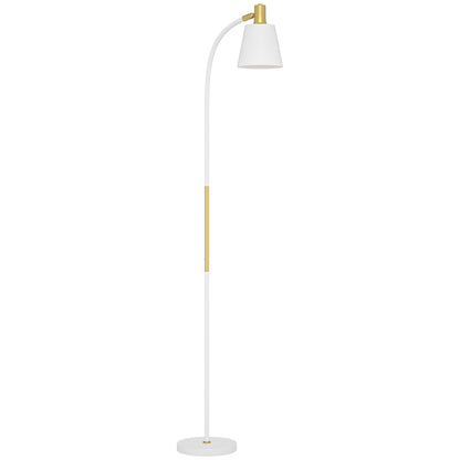 Nadino Metal White and Gold Adjustable Reading Floor Lamp With Spotlight Head