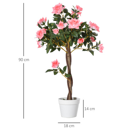 Lizi Dimo Set Of 2 Artificial Pink Rose Floral Plants In Pots H8 90cm