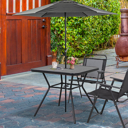 Nana Steel And Glass Square Outdoor Table With Marble Effect Top And Umbrella Hole