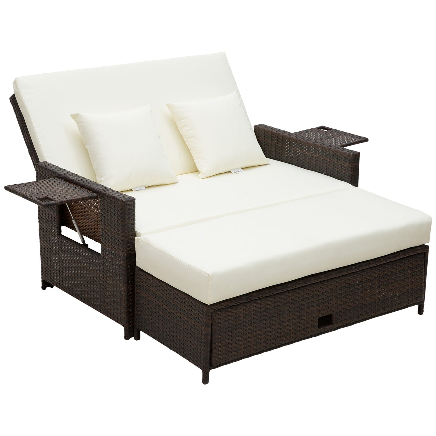 Fibadi Rattan Brown 2 Seater Outdoor Daybed Sun Lounger