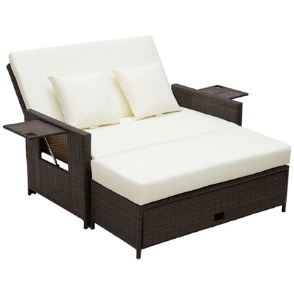 Fibadi Rattan Brown 2 Seater Outdoor Daybed Sun Lounger