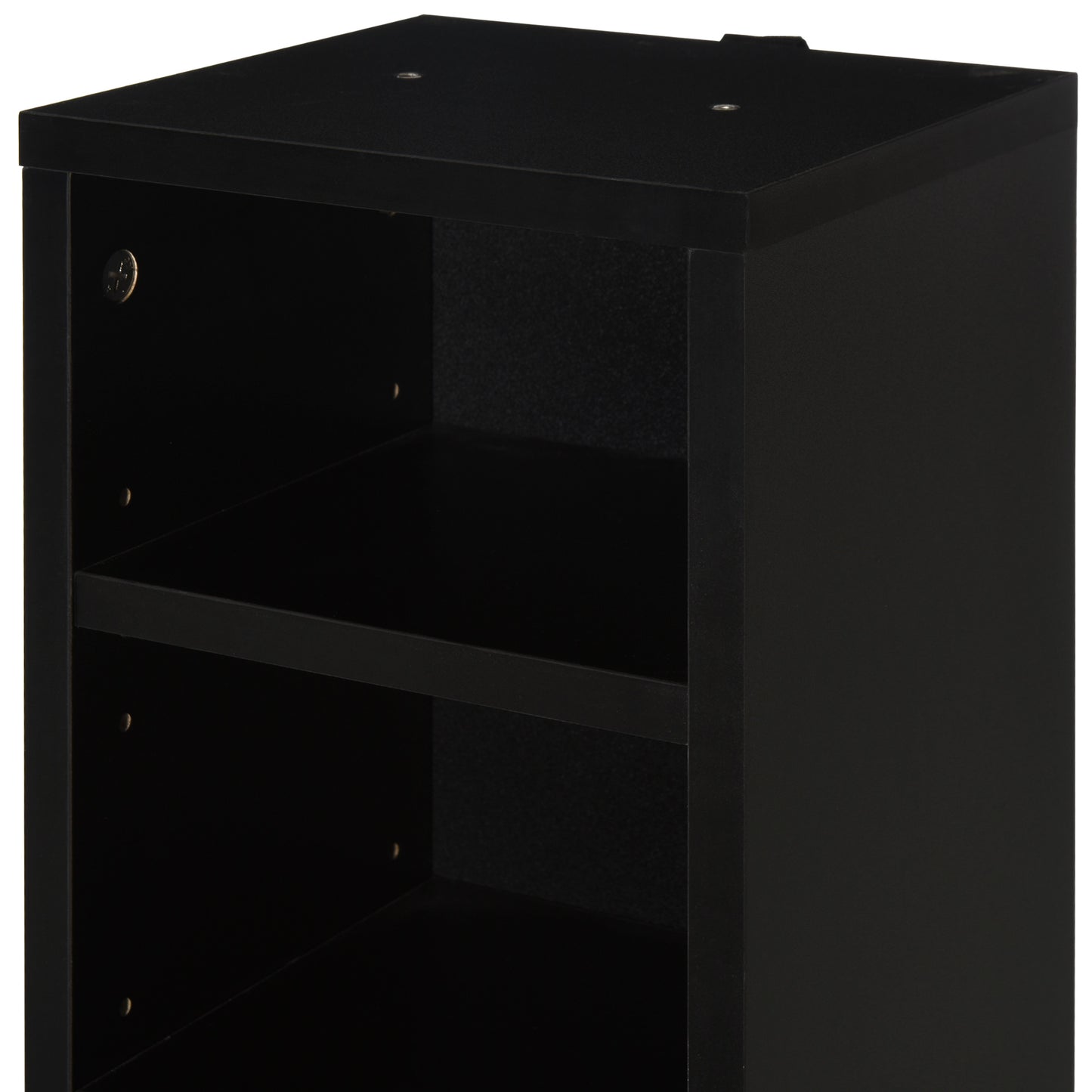 Dofafi Wood Black Set Of 2 CD And Blu Ray Media Storage Towers With Adjustable Shelves