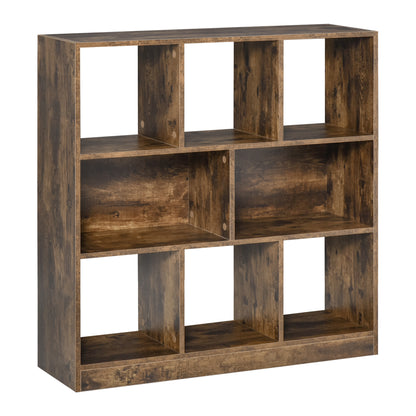 Ketomo Wood Rustic Brown 3 Tier OFauxn Bookcase Room Divider