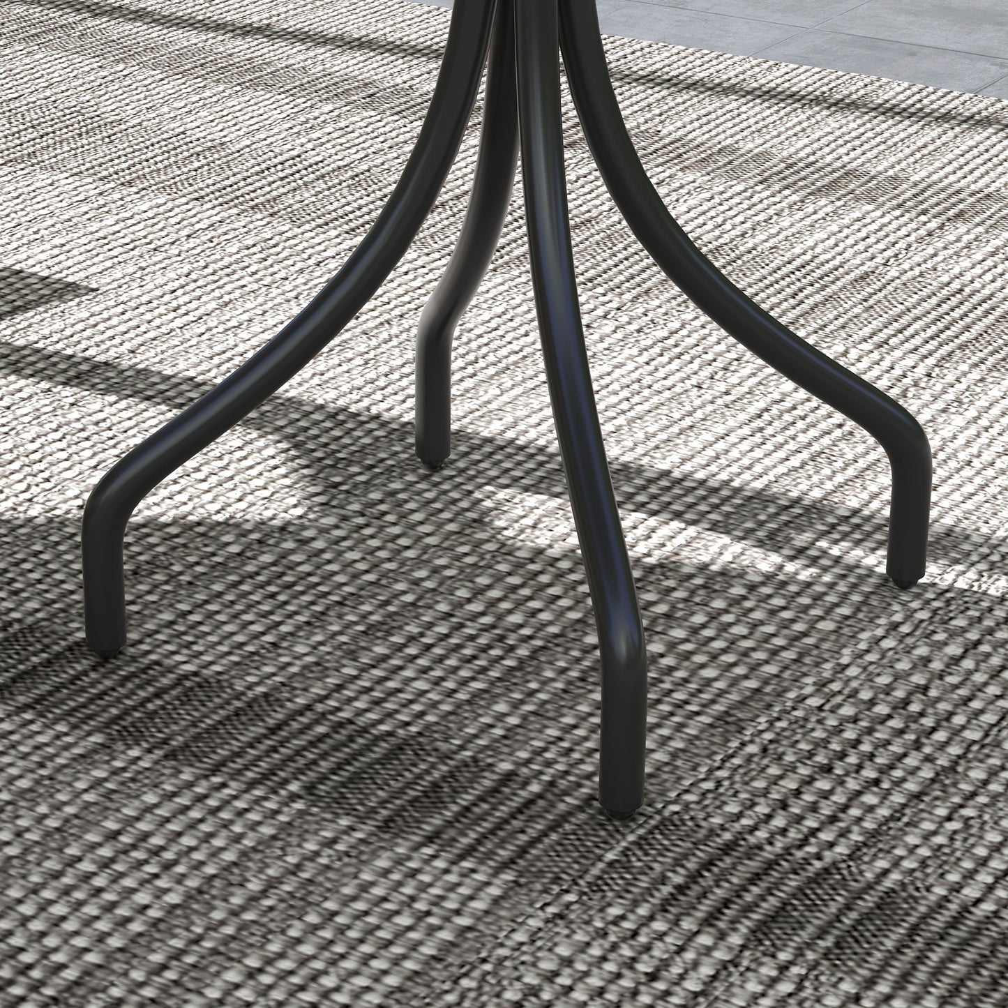 Nari Galvanised Steel Grey Round Garden Table Slatted Design