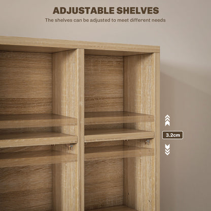 Sufato Wood Natural Finish Adjustable CD Storage Cabinet 89 x 130.5 cm
