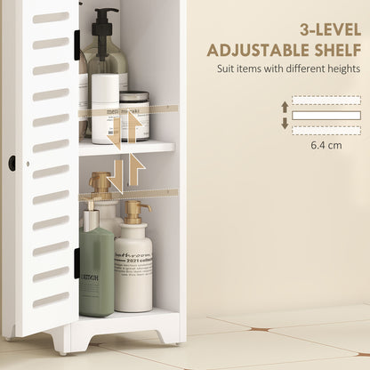 Nanova Compact Bathroom Floor Storage Cabinet With Louvered Door And Adjustable Shelves White 22 x 20 x 75 cm