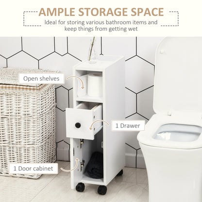 Toveka Slimline Bathroom Storage Cabinet In White