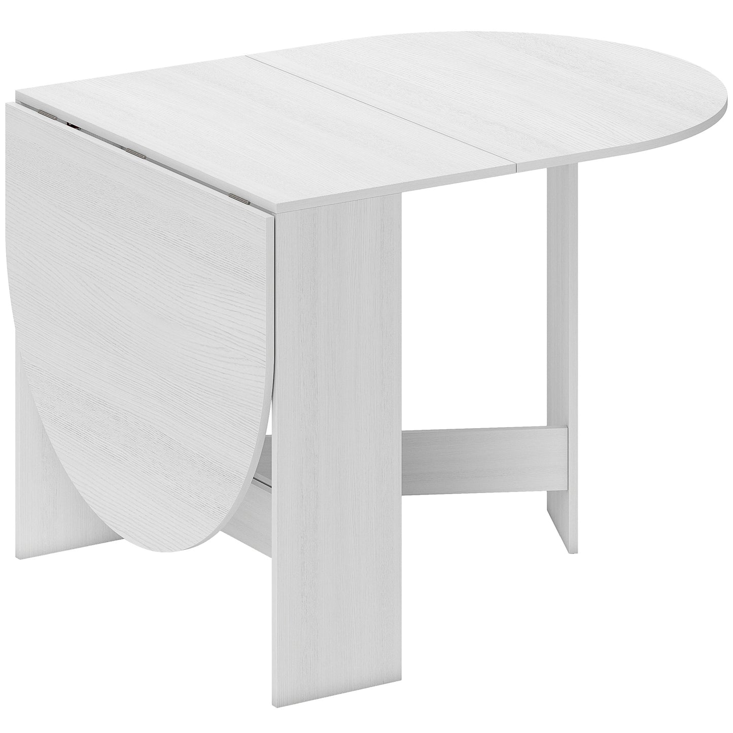 Ziri Wooden White Washed Finish Oval Drop Leaf Dining Table For Small Spaces
