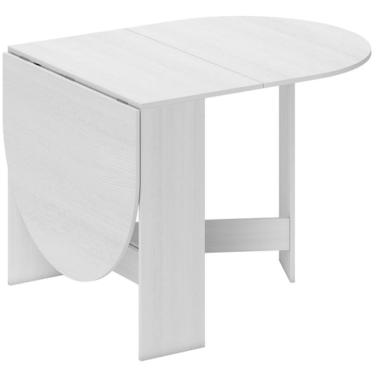 Ziri Wooden Ash Finish Oval Drop Leaf Dining Table For Small Spaces