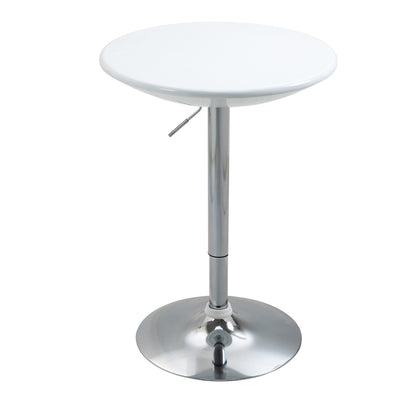 Nisapa Metal White Adjustable Round Bar Table With Swivel Top And Steel Base