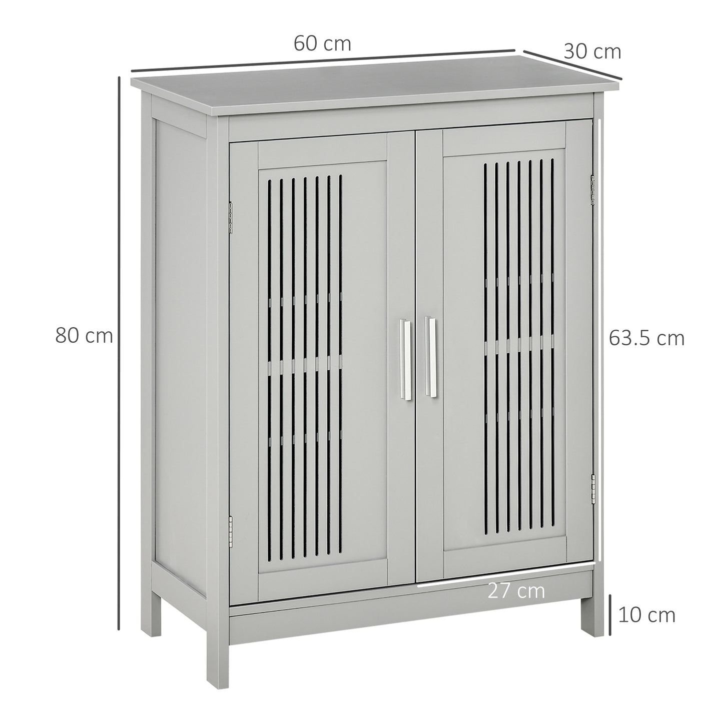 Rosotto Modern Freestanding Bathroom Floor Storage Cabinet In Grey