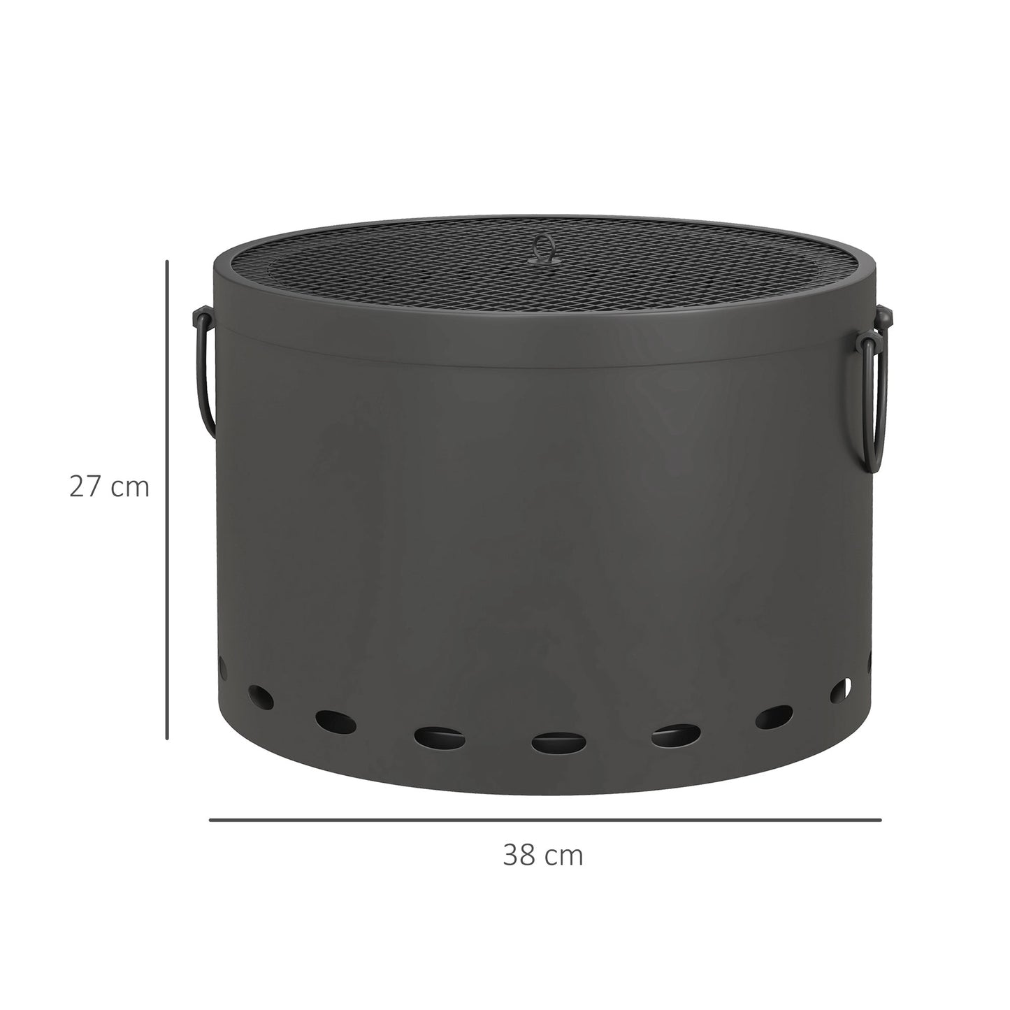 Lasatta Small Steel Dark Grey Smokeless Portable Fire Pit with Spark Screen And Poker