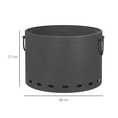 Lasatta Small Steel Dark Grey Smokeless Portable Fire Pit with Spark Screen And Poker