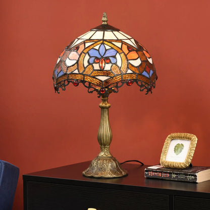 Capitti Glass And Metal Multicoloured Stained Glass Table Lamp With Zinc Alloy Base