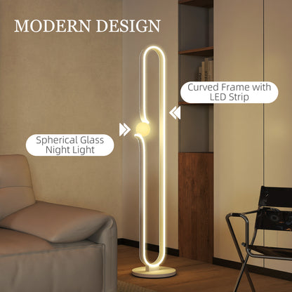 Vanotafa Metal And Glass White Dimmable LED Floor Lamp With Glass Night Light And Foot Switch