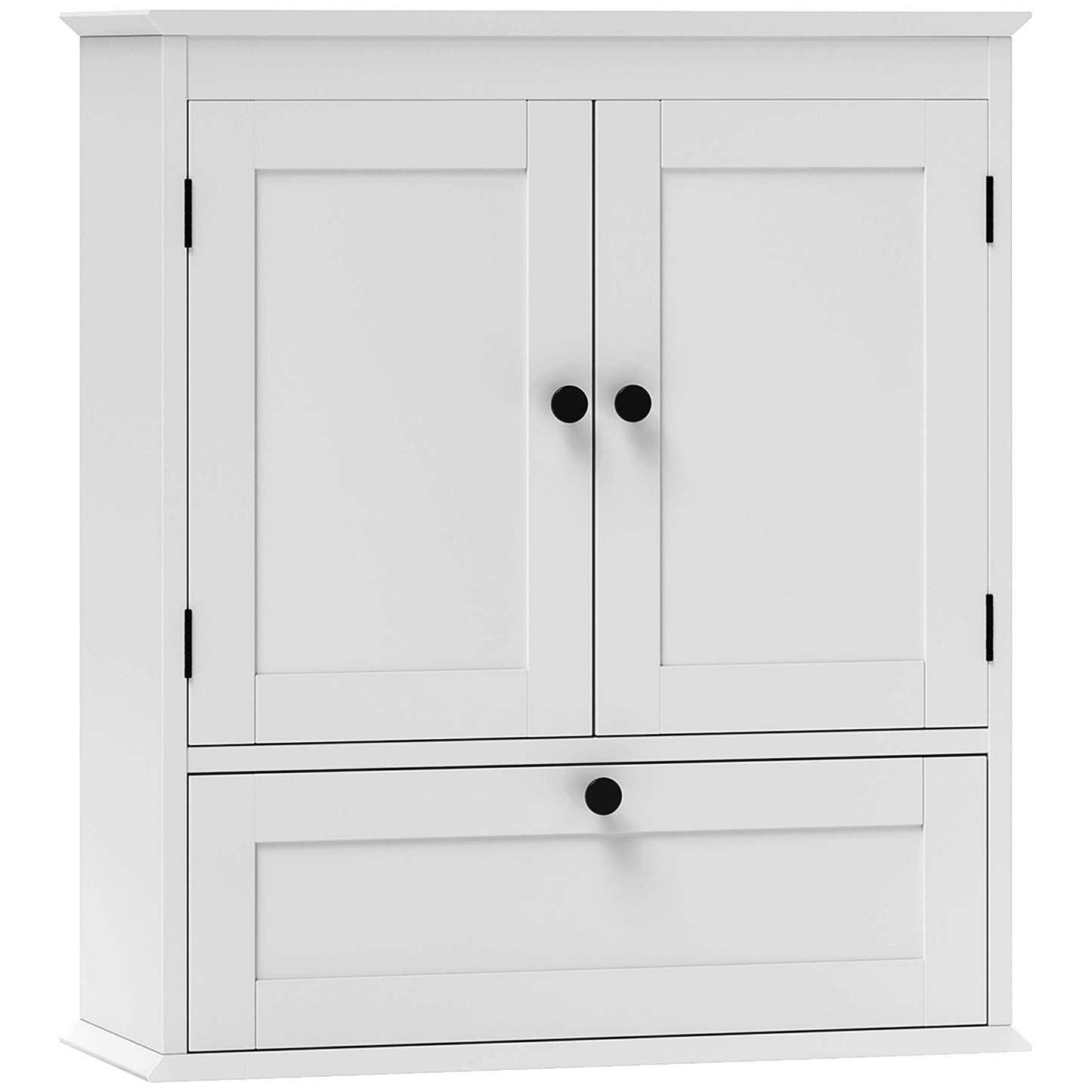 Nelavi Wall Mounted Bathroom Storage Cabinet With Adjustable Shelving And Recessed Doors White