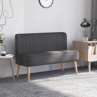 Kecoba Dark Grey Fabric Compact 2 Seater Sofa With Padded Seat And Wooden Legs