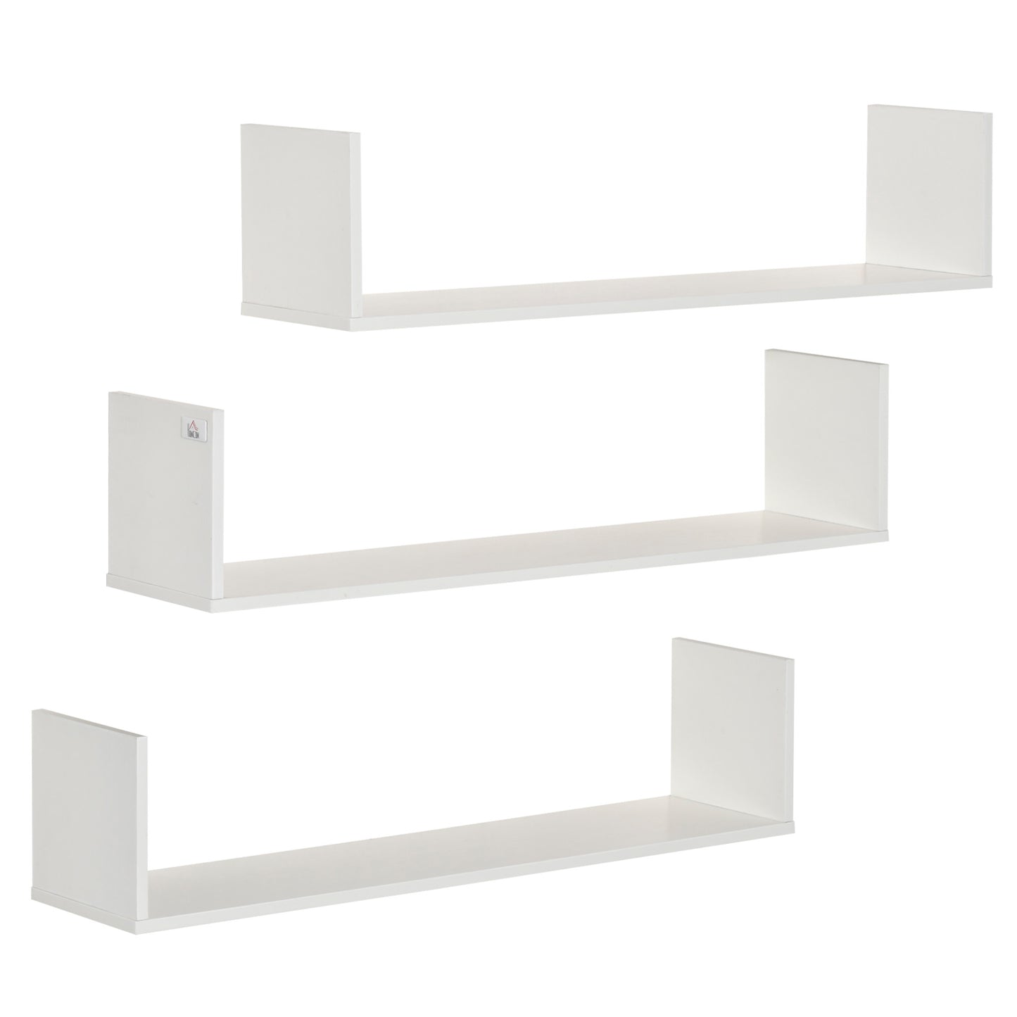 Yosa Toli Wood White Set Of 3 U ShaFauxd Floating Shelves 80 cm Wall Mounted