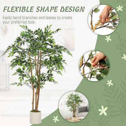 Faluta Artificial Ficus Style Tree With Solid Trunk Detail In Pot H8 150cm Green