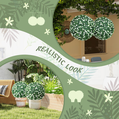 Radi Set Of 2 Artificial Boxwood Ball Plants In White Finish