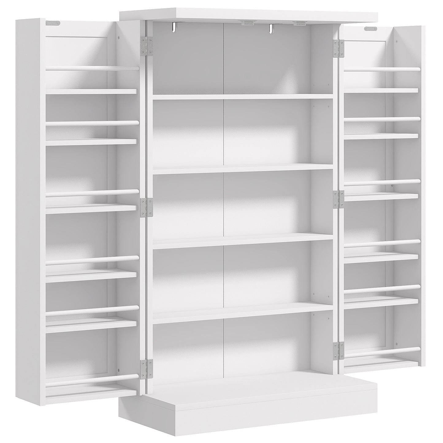 Kanese Wooden White 6 Tier Kitchen Pantry Cabinet With Slatted Door Racks