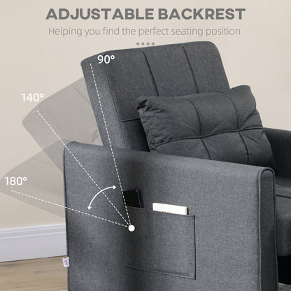 Remina Linen Look Grey 3 In One Single Chair Bed