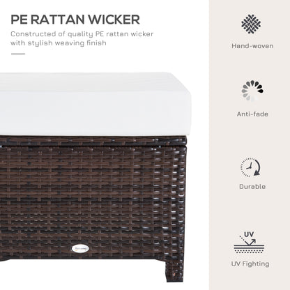 Molo Rattan Brown Square Outdoor Footstool With Padded Cushion