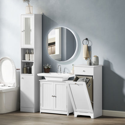 Sokana Tall Bathroom Storage Cabinet With Mirror And Adjustable Shelving Freestanding White