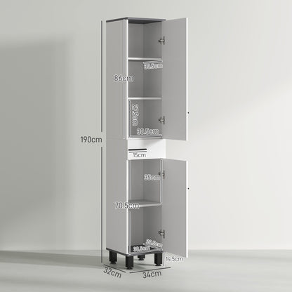 Mael Extra Tall Slim Bathroom Storage Cabinet In White 190cm