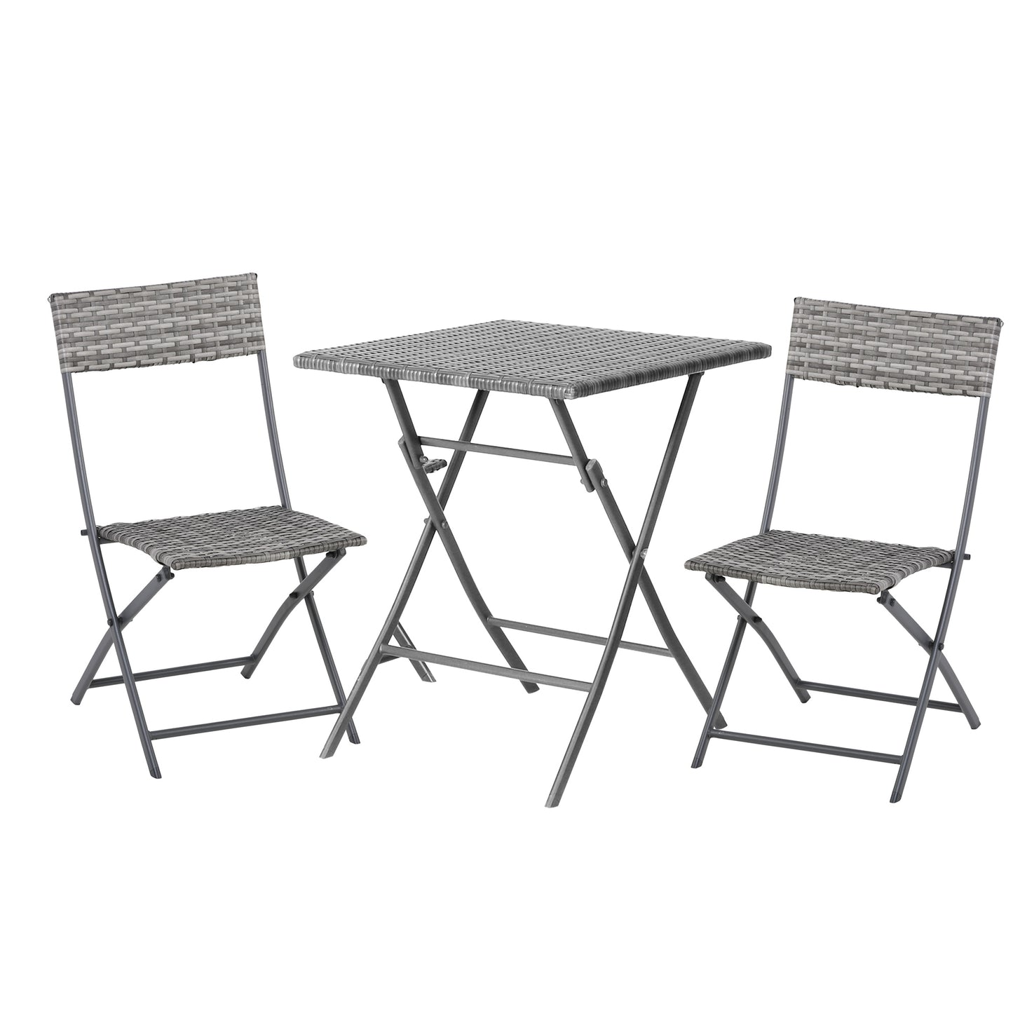 Lutapa Rattan Grey 2 Seater Folding Bistro Chair And Table Set