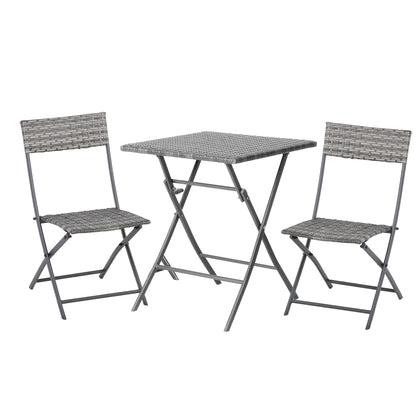 Lutapa Rattan Grey 2 Seater Folding Bistro Chair And Table Set
