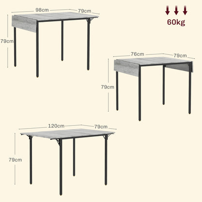 Maretti Wooden Grey Drop Leaf Dining Table Seating 4