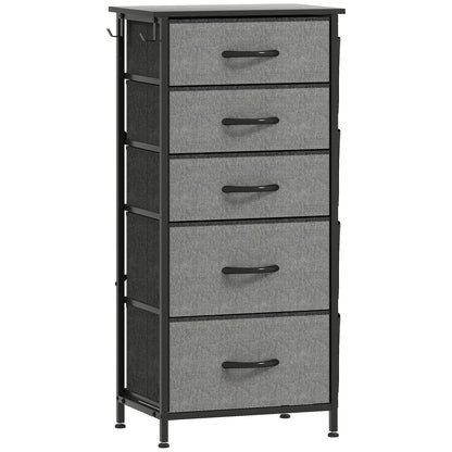 Suha Fabric And Metal Charcoal Grey 5 Drawer Storage Chest