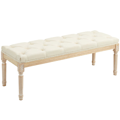Vero Vintage Style Natural and Cream Wooden Bed End Bench