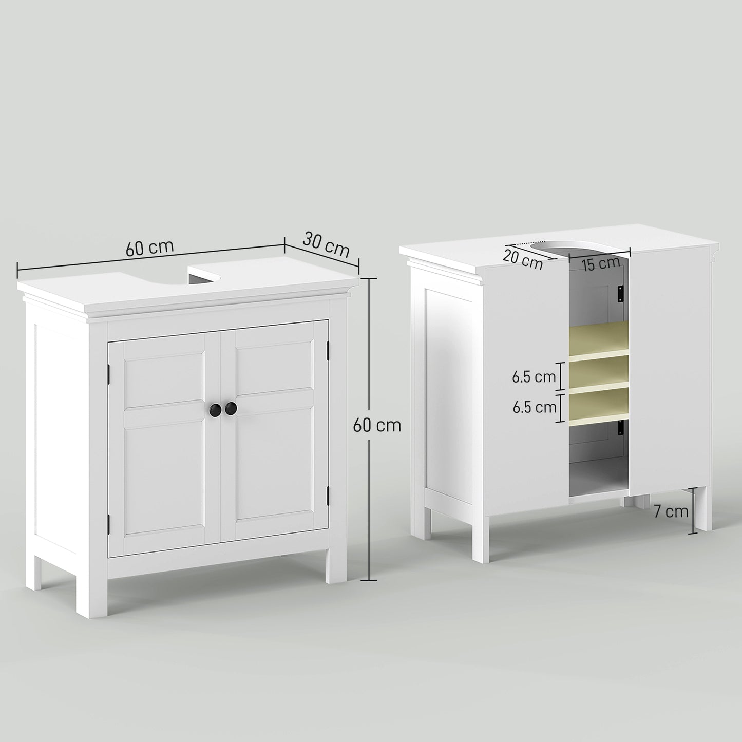 Maelna Compact Bathroom Storage Cabinet With U Cut Out White 15x20cm