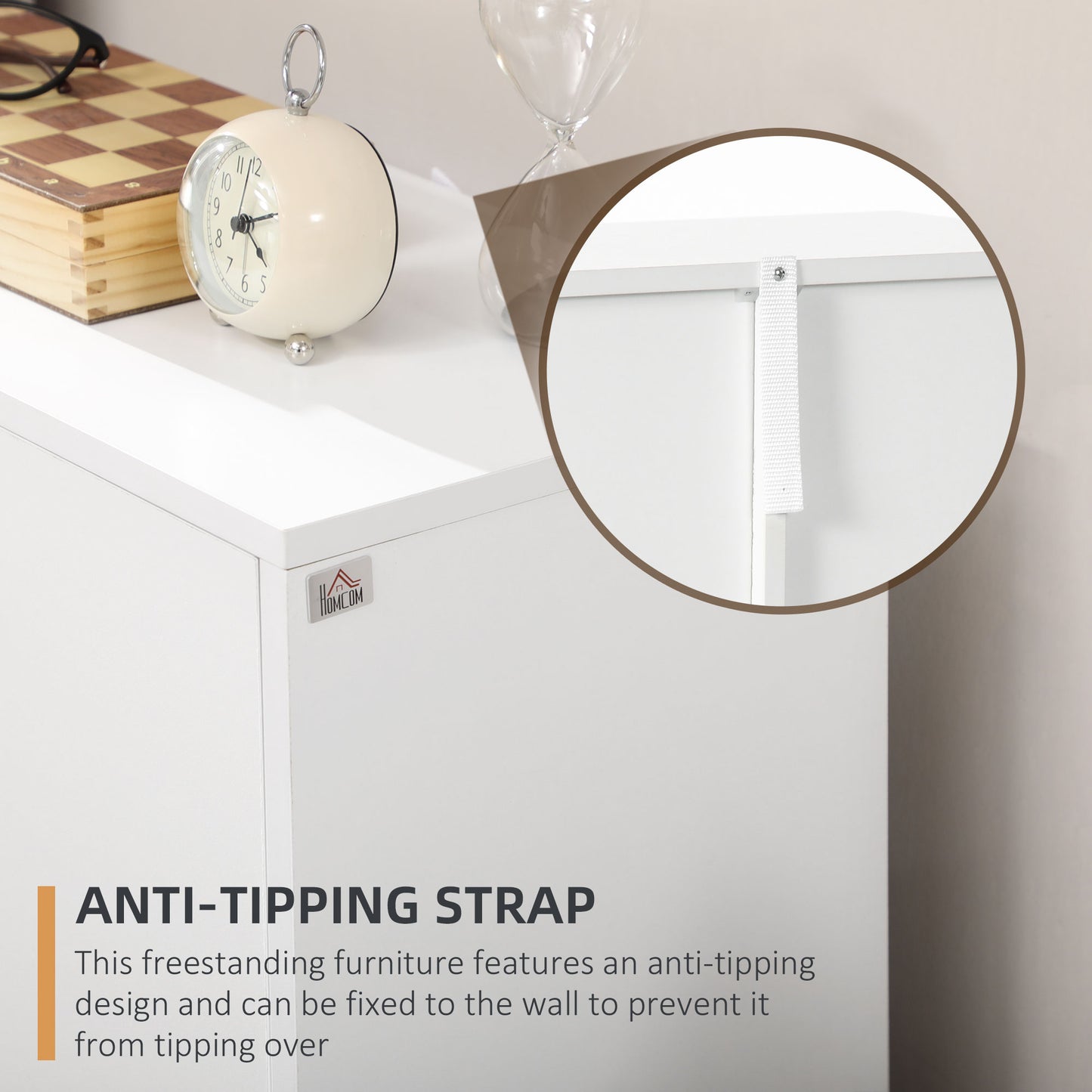 Sopake White Freestanding Storage Cabinet With 4 Drawers And Lower Cupboard